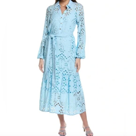 NWT Lilly Pulitzer Zia long sleeve midi dress size 12 in hydra blue